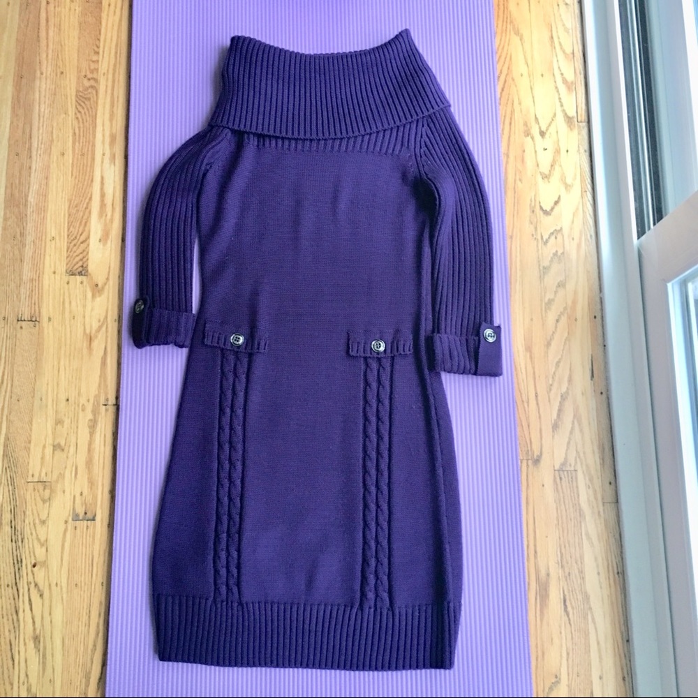 TAHARI Arthur S. Levine Purple Sweater Dress